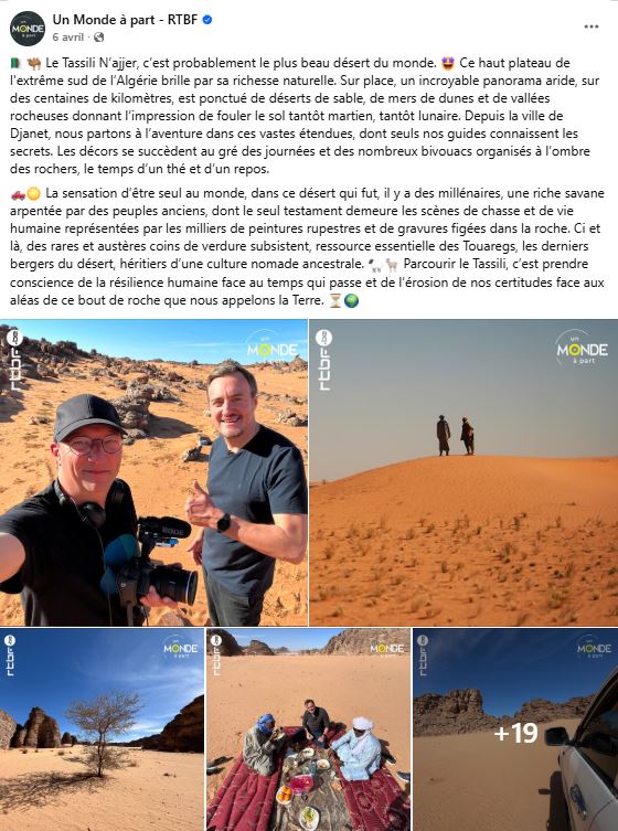 Le Tassili n’Ajjer à l’honneur dans “Un Monde à part” sur la RTBF